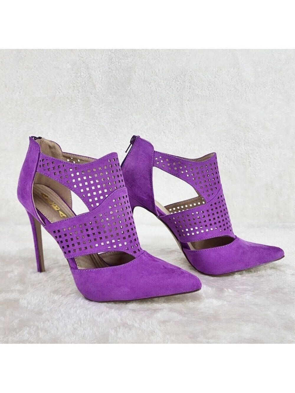 Sexy Nichole Purple Micro Suede Shootie Bootie High Heels Boots